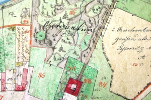 LESONICE - indikační skica 1824 - detail zámku