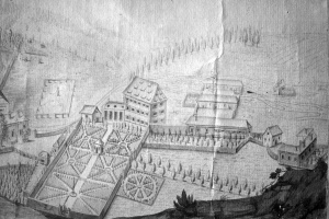 LESONICE - mapa 1774 - hospodářská část u zámku