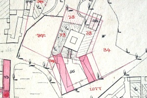 LESONICE - mapa stabilního katastru 1824 - přestavba předzámčí