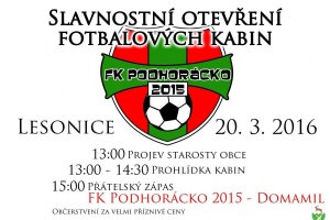 Otevření fotbalových kabin